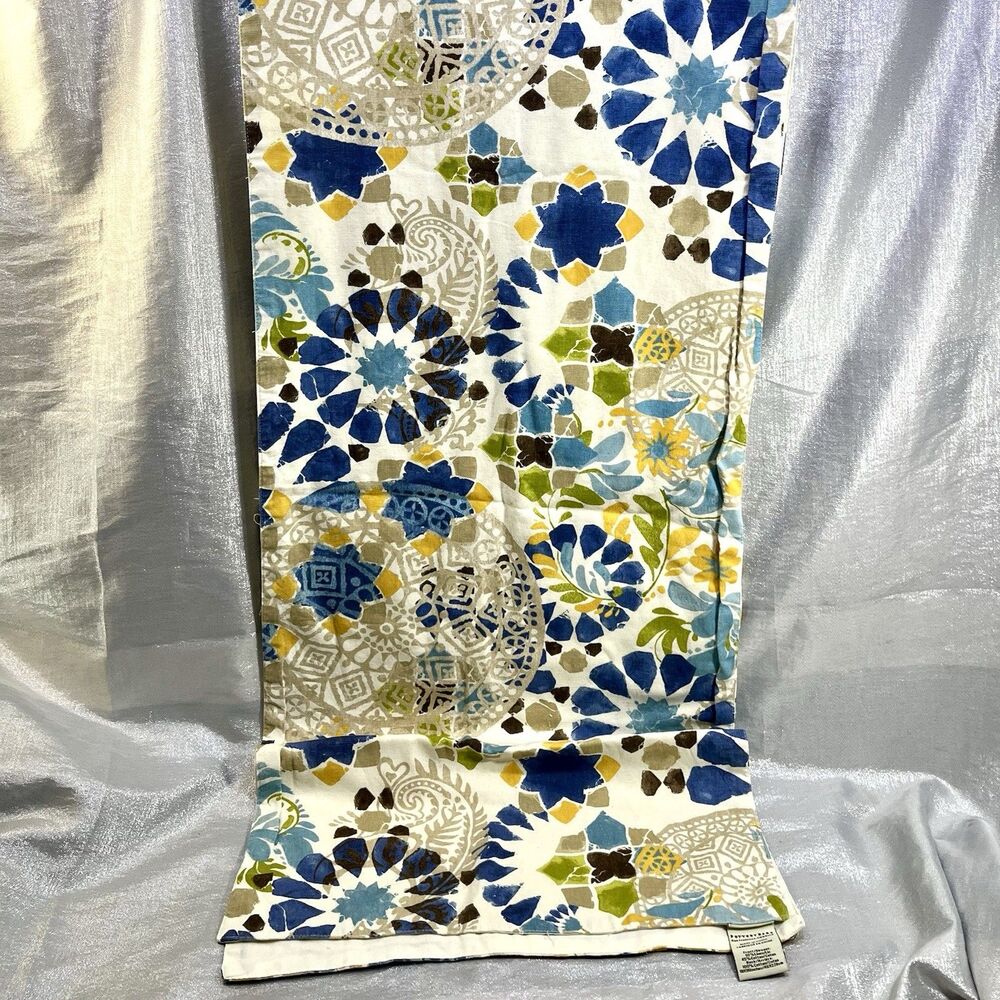 POTTERY BARN Table Runner Floral Tropical Linen/Cotton Blend 18x88